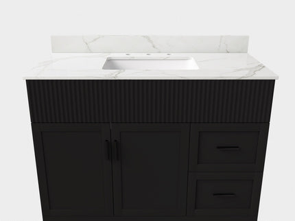 Bathroom Vanity Set, Fluted Cabinet, 3 Faucet Holes, Sink Included - Black