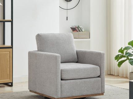 Modern Square Upholstered Swivel Accent Chair With Metal Base