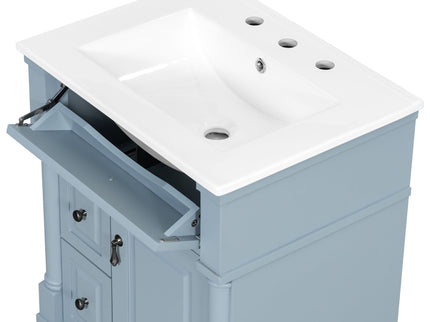 Freestanding Bathroom Vanity With Sink, Adjustable Shelf & Flip Drawer