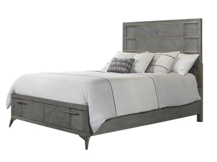 Storage Bed With Bookmatched Veneer