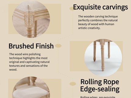 Dining Chairs Upholstered With T - Shaped Back (Set of 2) - Beige