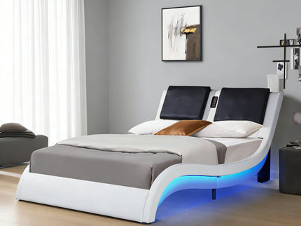 Platform Bed Frame With LED Lighting, tooth Music, Vibration Massage