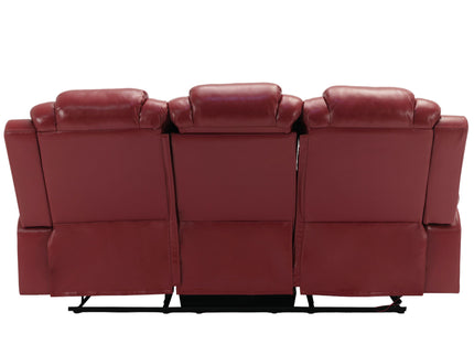 Home Theater Seating Manual Recliner Chair With Center Console And Led Light Strip For Living Room