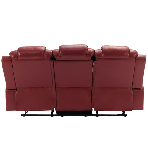3 Pieces Recliner Sofa Sets Home Theater Seating Manual Recliner Chair With Center Console And LED Light Strip For Living Room
