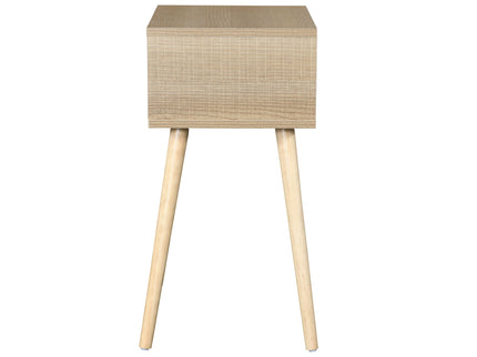 Side Table With 1 Drawer, Mid-Century Modern Storage Cabinet For Bedroom - White / Wood