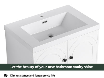 Contemporary Freestanding Bathroom Vanity With Resin Sink & Soft-Close Cabinet Doors