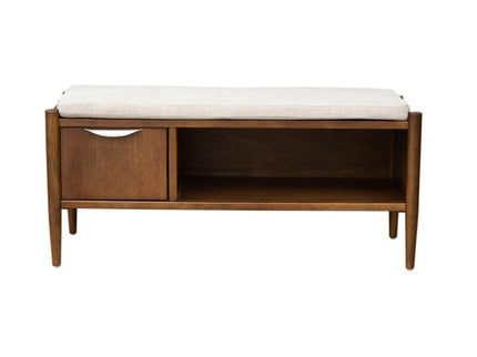 Accent Bench With Storage, Upholstered Cushion - Walnut Brown