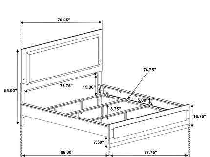 5 Piece California King Bedroom Set With Upholstered Headboard - Black