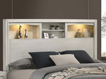 Bed With Built In LED Lights And Open Shelves