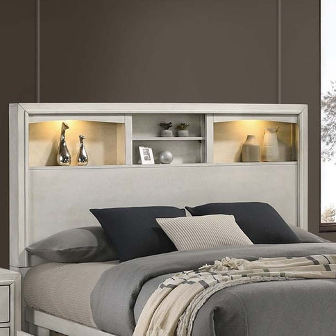 Bed With Built In LED Lights And Open Shelves