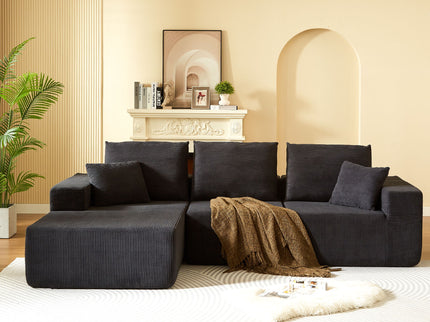 Modular Sectional Sofa With Chaise, L Shaped Cloud Couch With Deep Seat, Sectional Couches For Living Room - Black