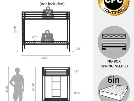 Adam - Twin Over Twin Bunk Bed - Black