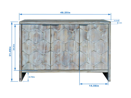 Accent Cabinet Farmhouse Style 4 Door Wooden Cabinet Sideboard Buffet Server Cabinet Storage Cabinet, For Living Room, Entryway, Hallway, Office, Kitchen And Dining Room