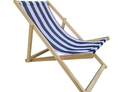 Sling Folding Chaise Lounge Chair - Stripe Blue