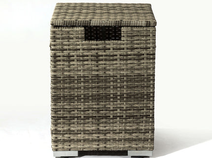32" Propane Gas Fire Pit Table With Propane Tank Cover, 50000 Btu Rectangular Steel Fire Pit With Beautiful Wicker Base