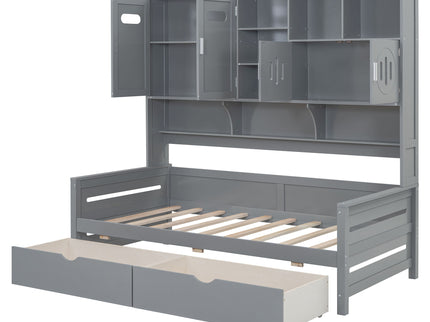 Daybed With All-In-One Cabinet And Shelf