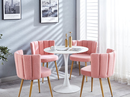 Modern Dining Chair (Set of 2) With Iron Tube Wood Color Legs, Shorthair Cushions And Comfortable Backrest, Suitable For Dining Room, Living Room, Cafe, Simple Structure