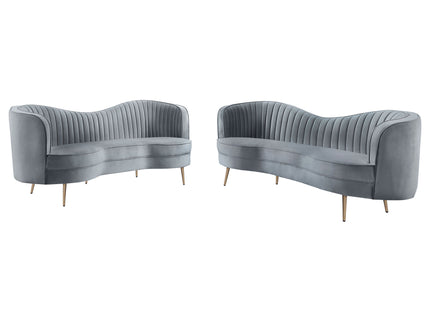 Sienna - 2 Piece Back Living Room Set, Sofa & Loveseat - Gray