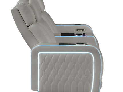 Electra - Power Reclining Sofa With Power Headrests, Drop Down Table, Reading Light, Massage, LED Lighting And USB Control