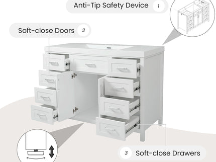Bathroom Vanity Cabinet Only With 2 Soft Close Doors And 8 Drawers