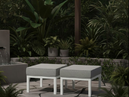 Patio Ottomans With Cushions, All-Weather Footrests (Set of 2)