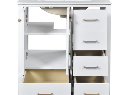 Retro Style Bathroom Vanity With Sink, Storage Cabinet