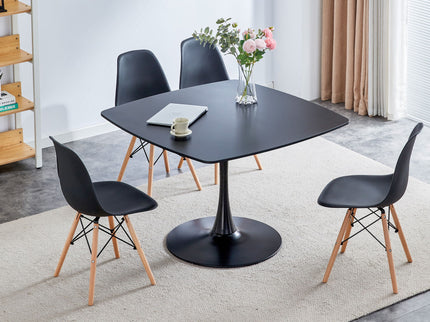 Table Mid-Century Dining Table For 4-6 People With Round Table Top, Pedestal Dining Table, End Table Leisure Coffee Table