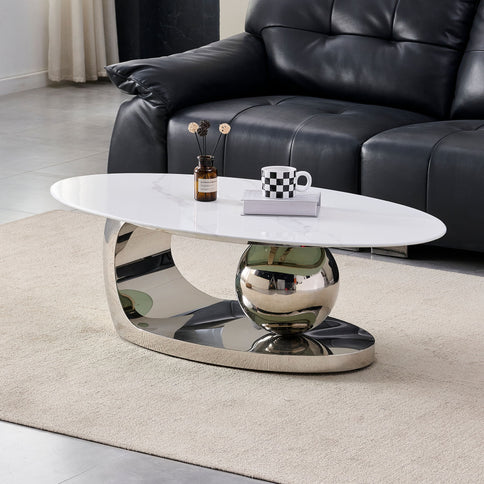 Oval Coffee Table With Geometric Precision