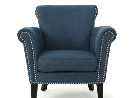 Elegant Club Chair With Nailhead Trim And Birch Wood Legs