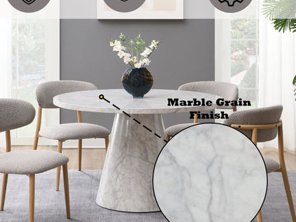 Kacey - Natural Engineered Stone Round Dining Table - Stone Gray