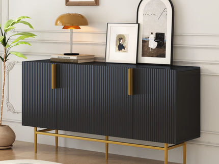 Modern Elegant 4 Door Sideboard Metal Handle Buffet Cabinet For Dining Room, Living Room, Bedroom, Hallway