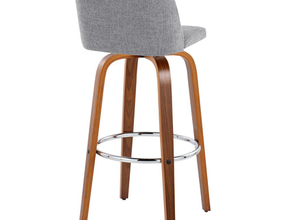 Toriano - Mid Century Modern Fixed Height, Barstool With Swivel With Round Footrest (Set of 2)