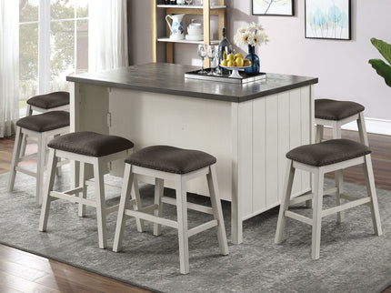 Counter Height Dining Table With Storage Cabinet Base - Dark Gray / Off White / Off White / Gray