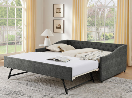Upholstered Daybed With USB Charging & Pull Out Bed