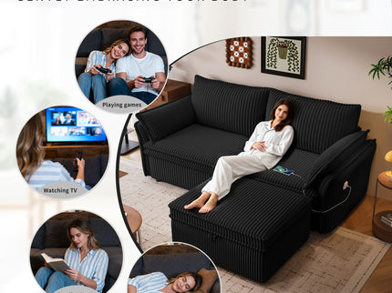 2 In 1 Convertible Sofa Bed, Multi Functional Living Room Furniture