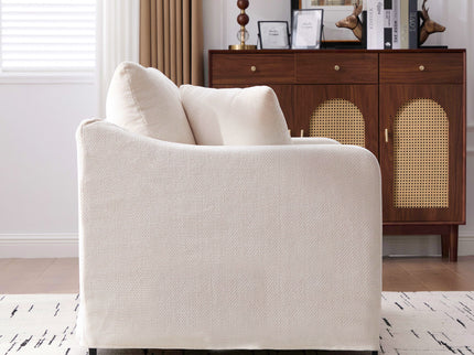 Farmhouse Accent Chair With 2 Bolster Pillows