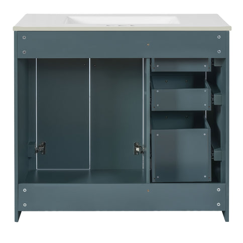 Bathroom Vanity With Sink Combo, Storage Cabinet, Freestanding Set With 3 Drawers & Soft Closing Doors