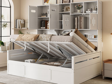 Daybed With All-In-One Cabinet And Shelf