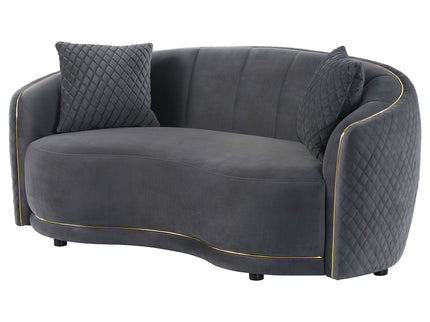 Lorraine - Upholstered Curved Loveseat - Dark Gray