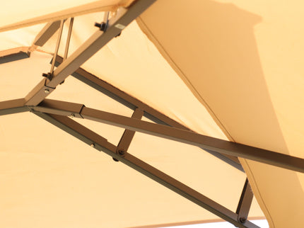 Outdoor Patio Gazebo Tent With Ventilated Double Roof And Sidewall