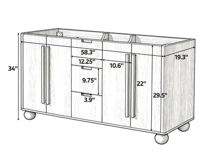 Bathroom Vanity Cabinet Only, 3 Drawers 4 Doors, Soft Close, Adjustable Shelf - Wood