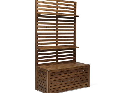 Storage Bench With Rack - Teak