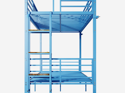 Bunk Bed, Convertible To 2 Separate Twin Size Beds With Full Length Guardrail & Ladder, No Box Spring Needed - Blue