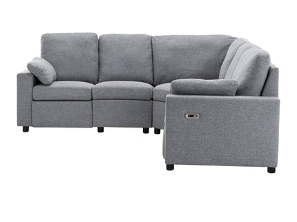 Power Recliner Sectional Sofa Home Theater Reclining Sofa With Two USB Ports, Two Storage Drawers For Living Room