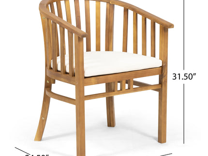 Outdoor Wooden Dining Chairs With Cushions (Set of 2)