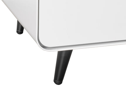 Modern Night Stand Storage Cabinet For Living Room Bedroom, Steel Cabinet With 2 Drawers, Bedside Furniture, Circular Handle - White