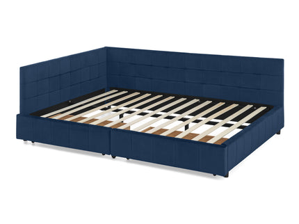 Upholstered Bed Frame With Tufted Backrest And Armrests