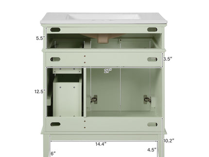 Modern Bathroom Vanity With Ceramic Sink, Soft Close Storage Cabinet