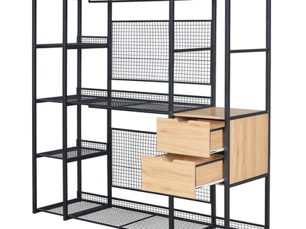 Open Style Wardrobe With Hanging Rails, Shelves And Drawers