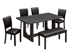 Dark Brown / 6 Pc. Table, 4 Chairs, Bench